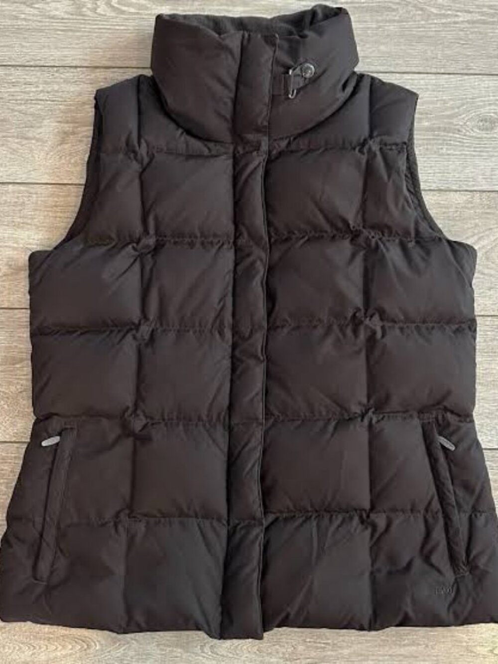 EDDIE BAUER Puffer Vest EB700 Premium Goose Down Funnel Collar Black Women S